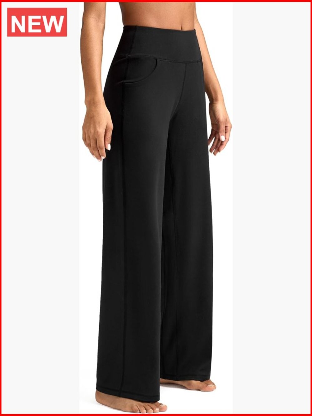 High-Waisted Wide Leg Yoga Work Pants with Pockets
